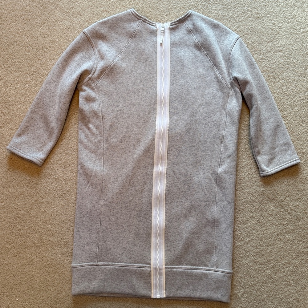 Athleta Light Gray Crewneck Sweatshirt Dress with back zipper details
